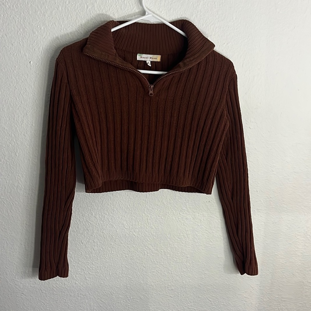 Hazel Moon Half Zip Cropped Sweater